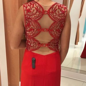 LONG BEAUTIFUL RED BEADED DRESS
